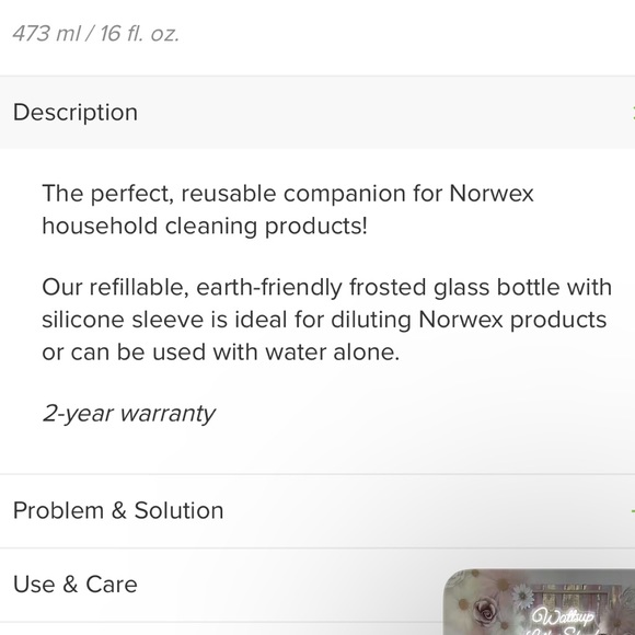 Norwex Forever Glass Bottle with Sprayer - Grey Sleeve - Picture 2 of 5